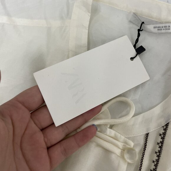 Zara Womens Top Vest M Medium Off White Embroidered Floral boho 4786/003 NWT - Picture 7 of 16